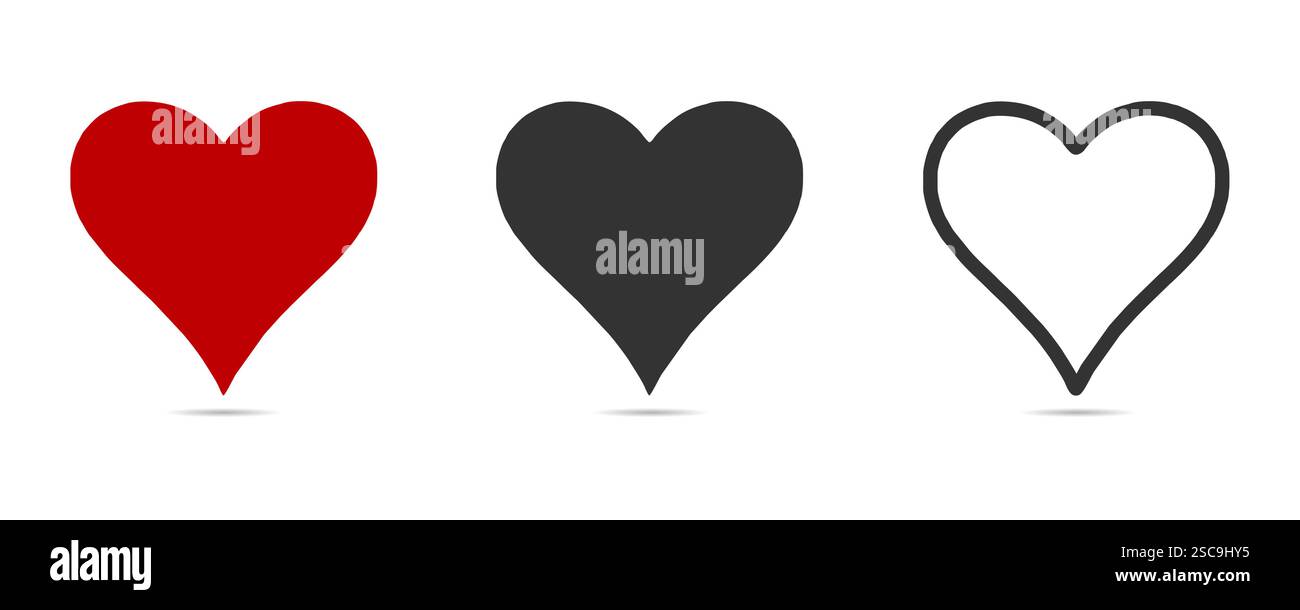 Icone simbolo Love Heart. Set icone simbolo amore, vettore simbolo amore Illustrazione Vettoriale