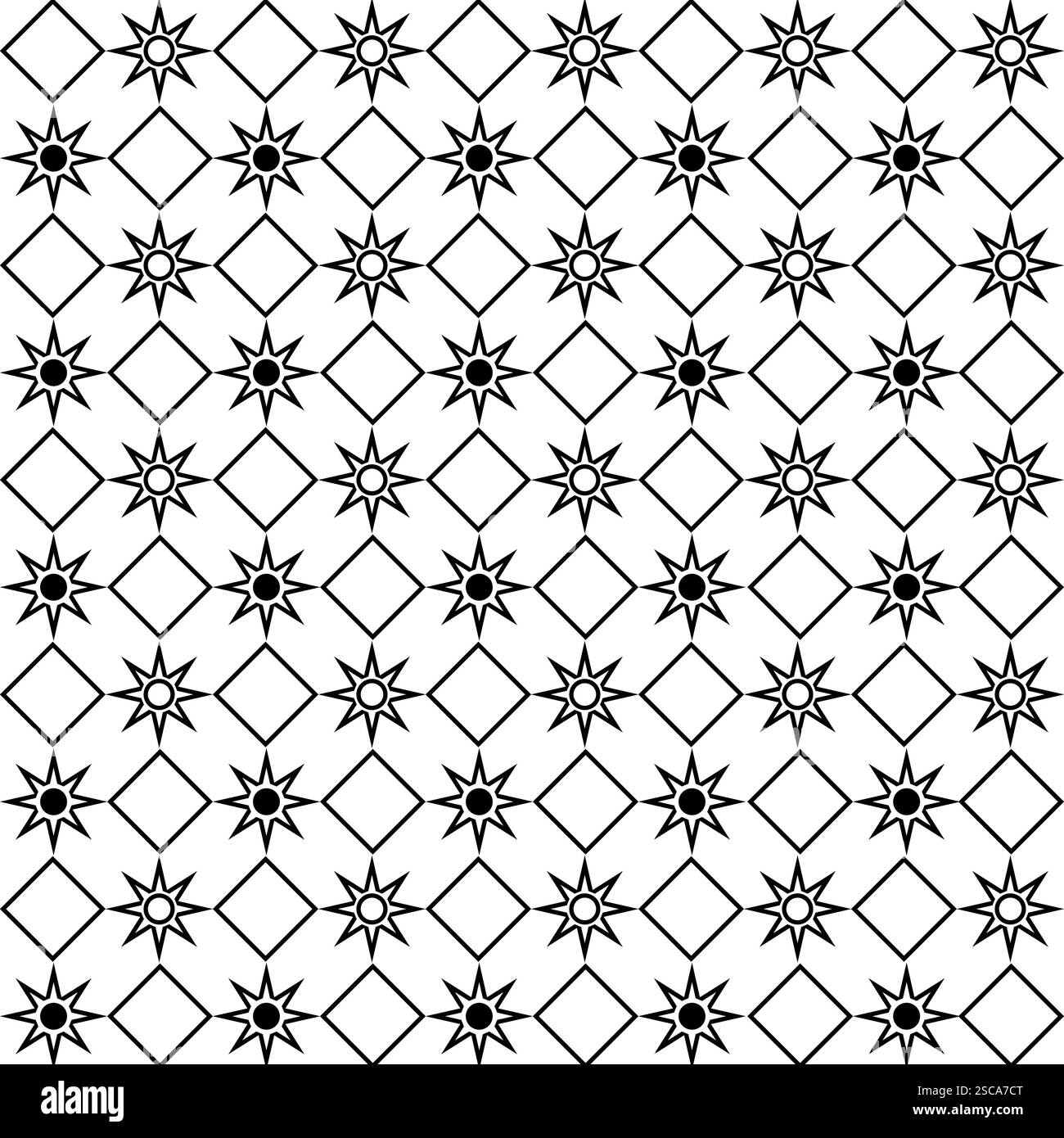 stile di contorno a forma di stella, cerchio e quadrato con motivo senza cuciture. illustrazione vettoriale Illustrazione Vettoriale