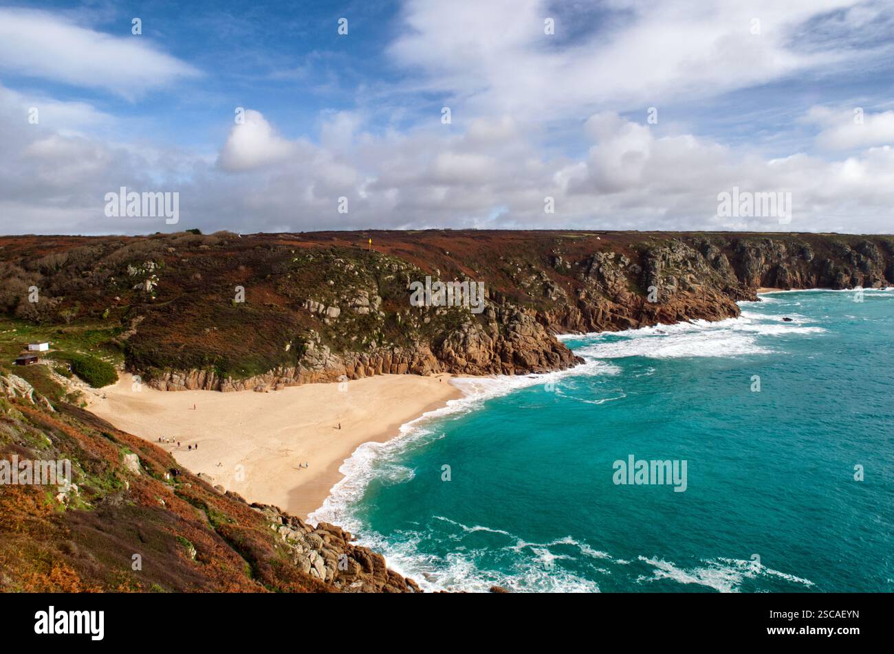 porthcurno Beach, Cornovaglia, Regno Unito Foto Stock