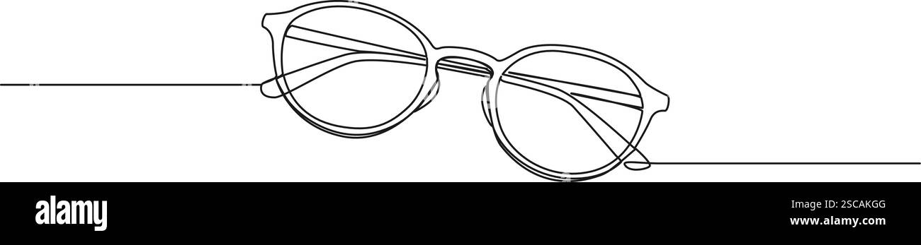 disegno continuo a linea singola di coppia di occhiali, illustrazione vettoriale line art Illustrazione Vettoriale