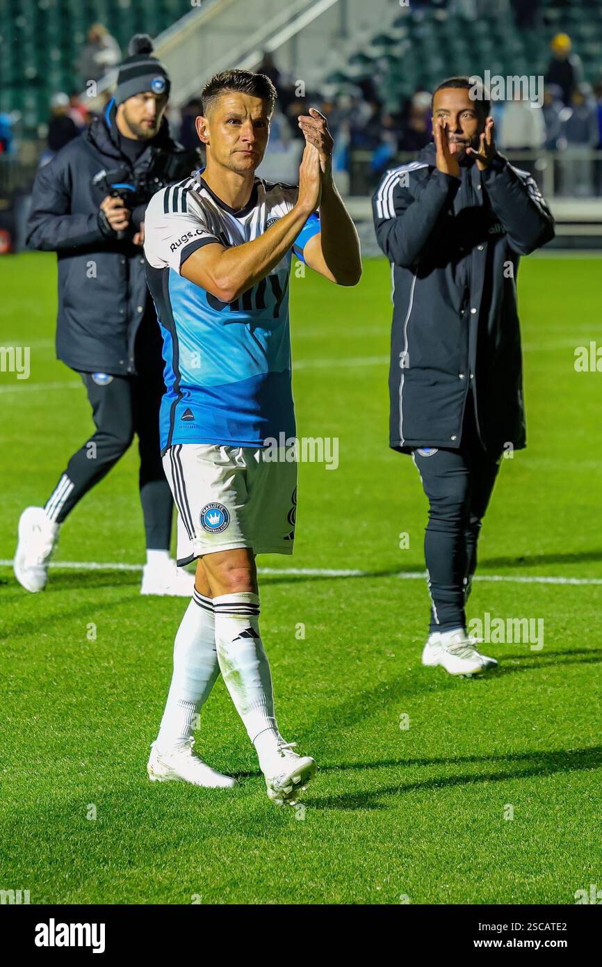 Cary, Carolina del Nord, Stati Uniti. 5 febbraio 2025. Foto partita amichevole tra la (MSL) Charlotte FC e la North Carolina FC al WakeMed Soccer Park di Cary, North Carolina, il 5 febbraio 2025. Il North Carolina FC ha vinto 1 - 0. (Credit Image: © Israel anta via ZUMA Press Wire) SOLO USO EDITORIALE! Non per USO commerciale! Foto Stock