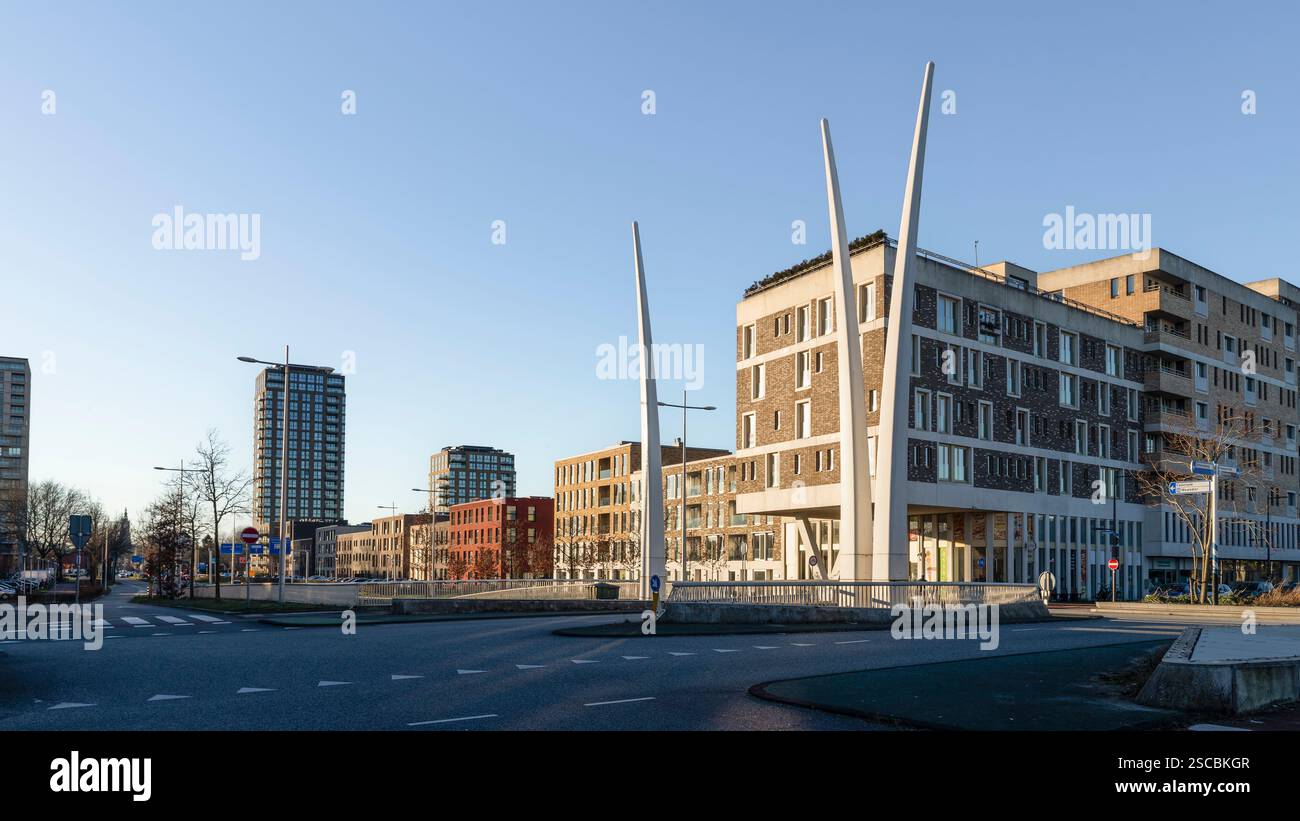 Nuova costruzione e blocchi a torre nella città olandese di Amersfoort. Foto Stock