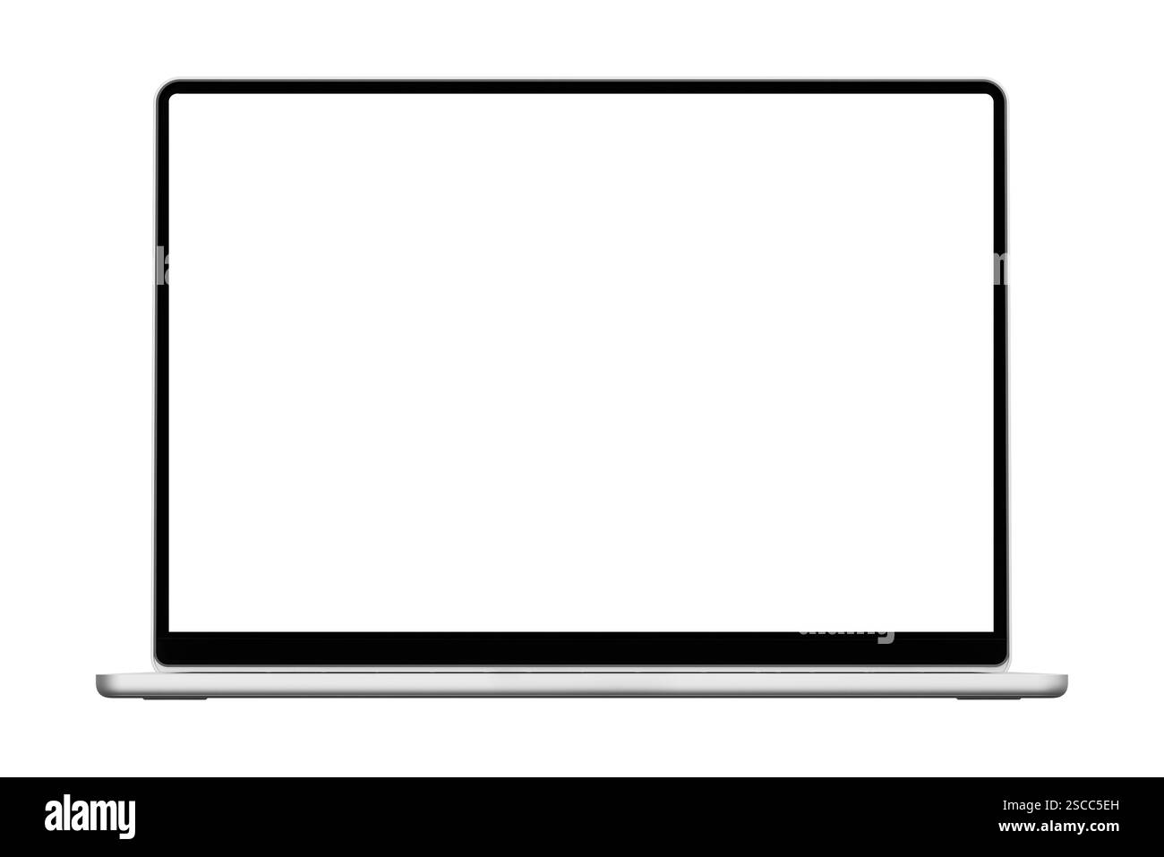 Mockup per laptop con schermo bianco isolato su sfondo bianco, studio di alta qualità Foto Stock