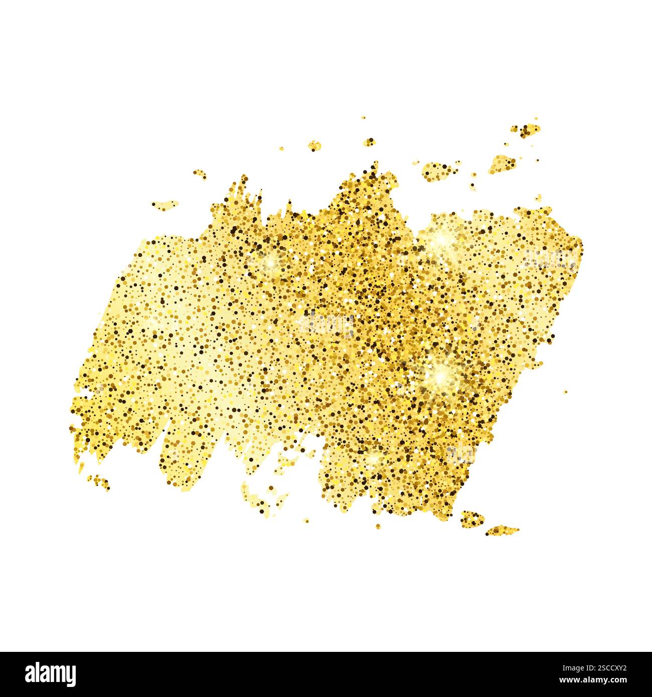 Sfondo scintillante Golden Paint su sfondo bianco. Sfondo con scintille dorate ed effetto glitter. Spazio vuoto per il testo. Illustrazione vettoriale Illustrazione Vettoriale