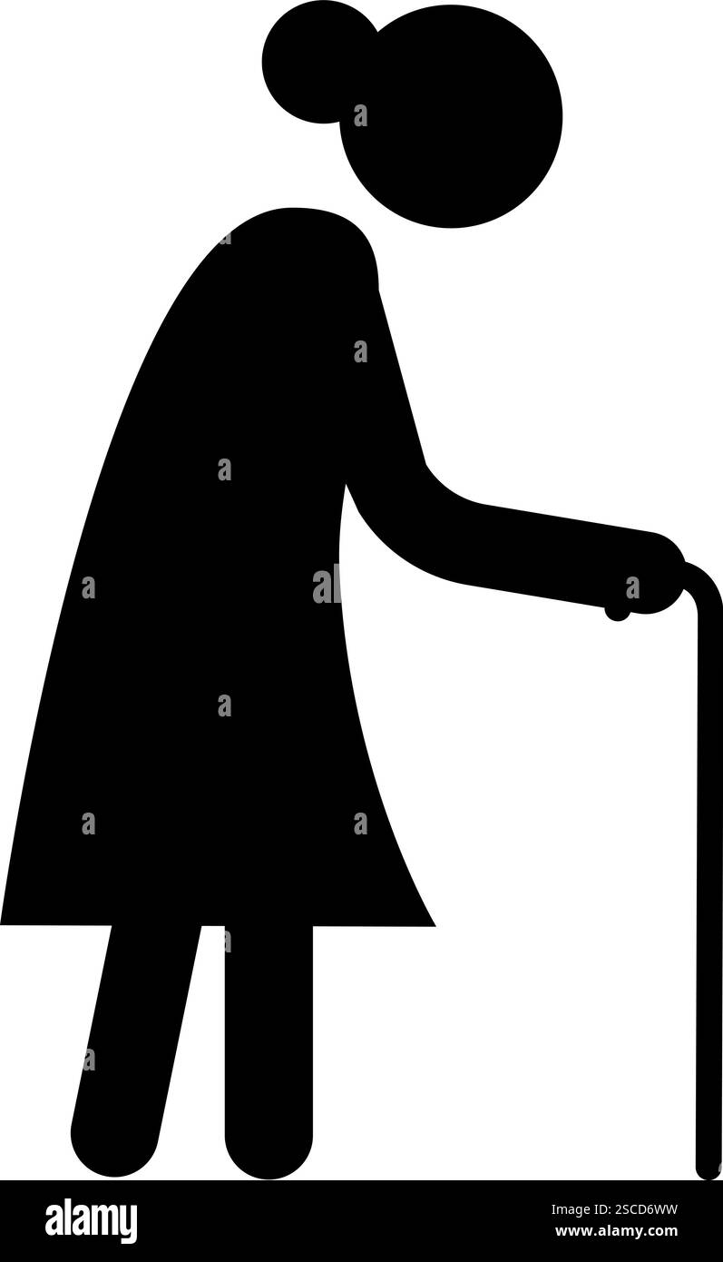 Icona di una donna anziana. Segni e simboli umani. Illustrazione Vettoriale