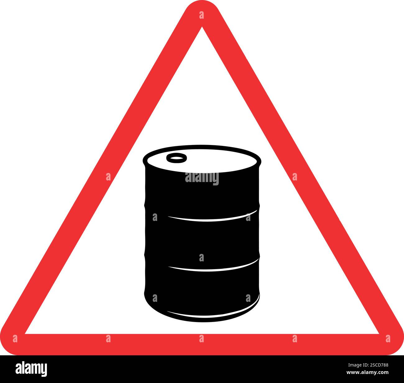 Attenzione cartello area di stoccaggio per sostanze infiammabili. Sfondo triangolo rosso. Segnali e simboli industriali. Illustrazione Vettoriale