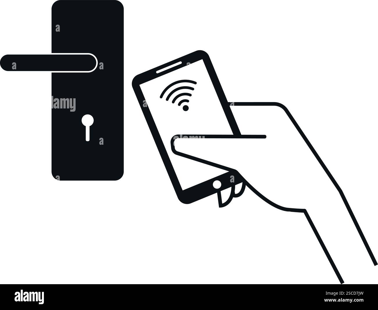 Icona di blocco digitale delle portiere. Segnali e simboli di sicurezza. Illustrazione Vettoriale