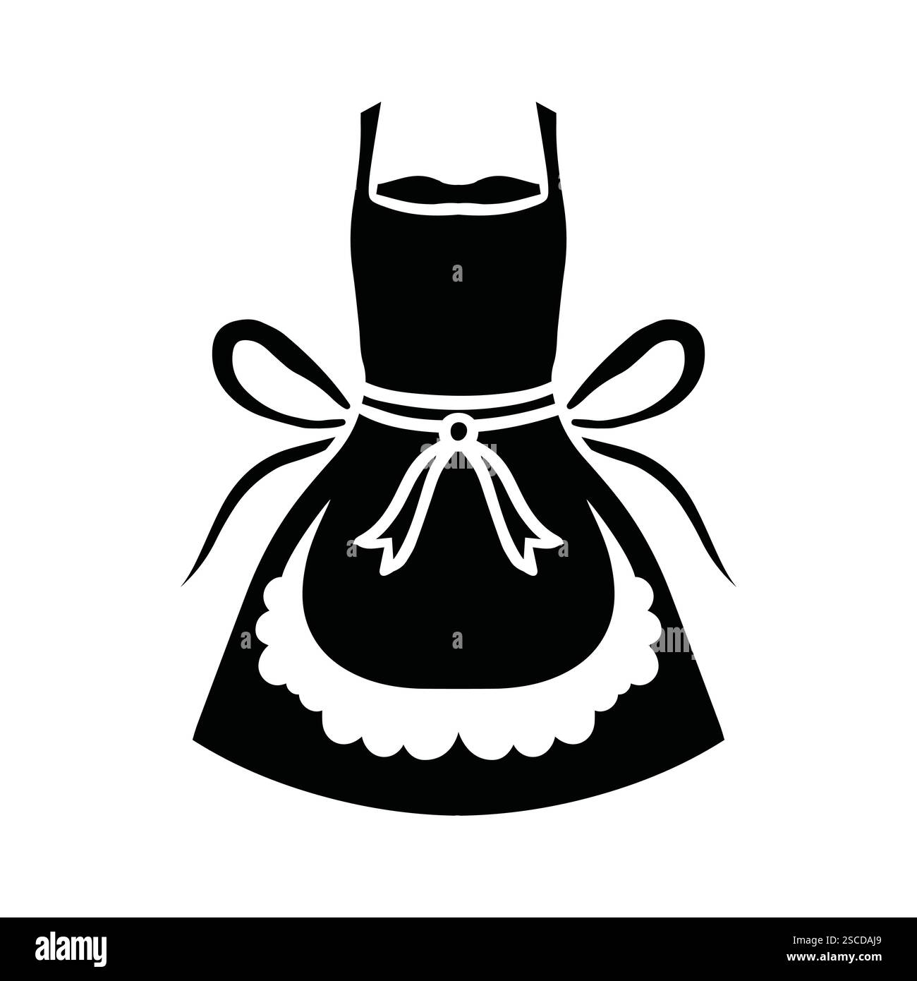 Grembiule disegnato a mano - icona del pizzo frilly Illustrazione Vettoriale