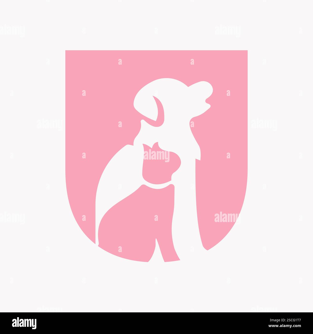 Lettera iniziale U concetto di progettazione del logo PET Care con simbolo per cani Illustrazione Vettoriale