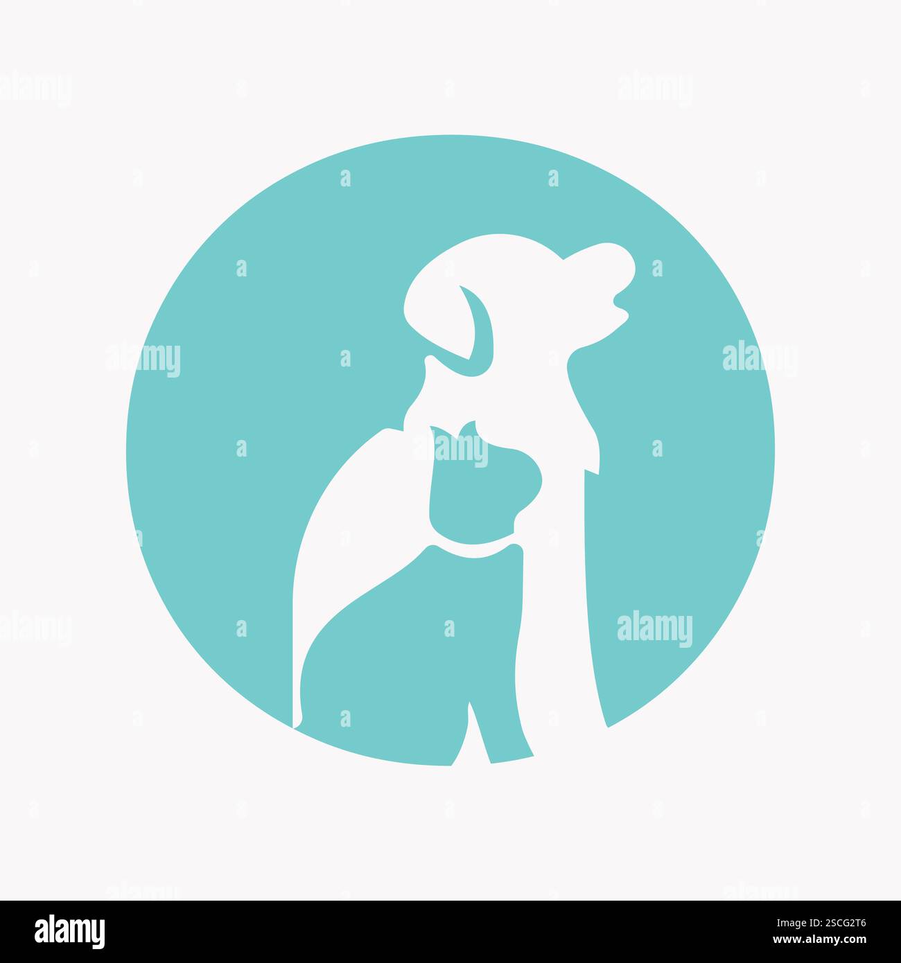 Lettera iniziale o concetto di progettazione del logo PET Care con simbolo per cani Illustrazione Vettoriale