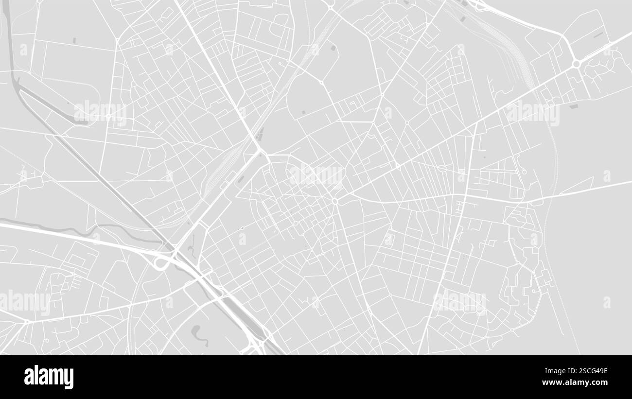 Sfondo mappa di Reims, Francia, poster bianco e grigio chiaro della città con strade e acqua. Proporzioni widescreen, roadmap digitale con design piatto. Illustrazione Vettoriale