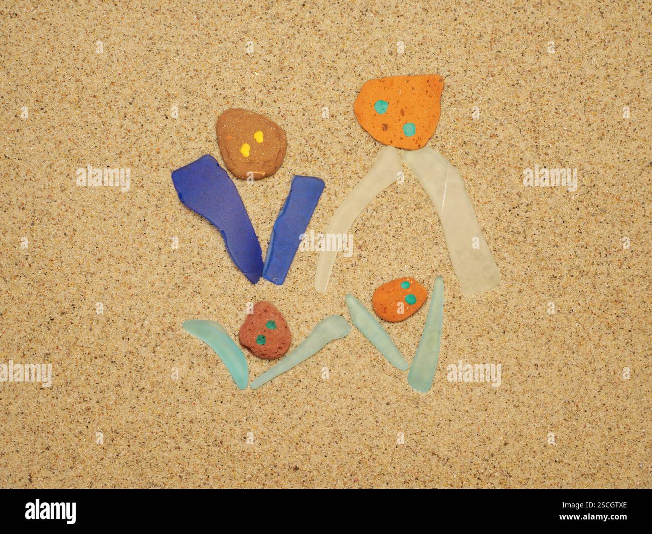 Configurazione sistemica famiglia patchwork "figliastro, patrigno", comportamento genitoriale complesso nei confronti dei bambini. Immagine per terapisti e psicologi. Copyspace Foto Stock