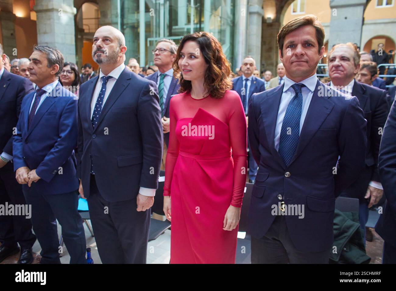 Madrid, 01/30/2025. Vera Casa de Correos. Presentazione del nuovo premio nazionale per la lotta alla bullismo, dopo essere stato sospeso dall'attuale ministro della Cultura, promosso dal Senato, dalla Fondazione Toro de Lidia e da nove comunità autonome. Isabel Díaz Ayuso, Pedro Rollán, il torero El Juli, il residente e allevatore della Fondazione Victoriano Martín e molti altri vi partecipano. Foto: Guillermo Navarro ARCHDC. Crediti: Album / Archivo ABC / Guillermo Navarro Foto Stock