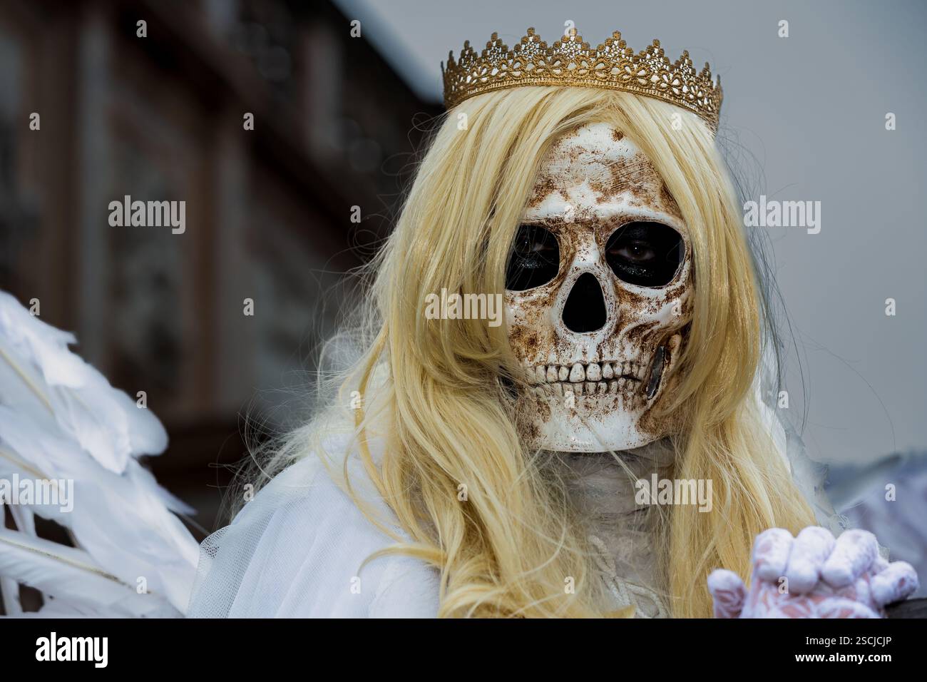 Una persona vestita per il Carnevale di Venezia Foto Stock