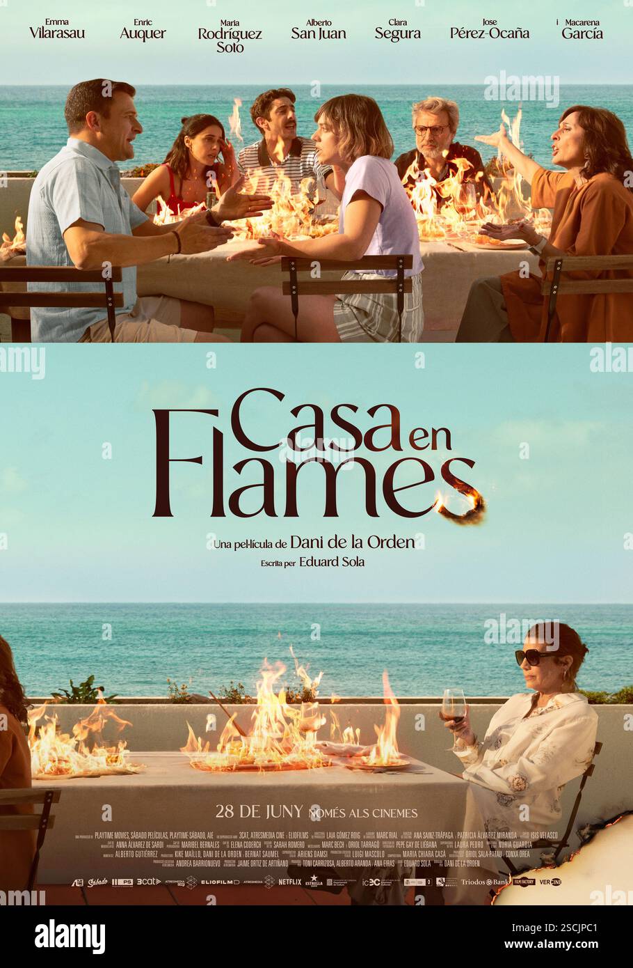 CASA EN FLAMES (2024), DIRETTO DA DANI DE LA ORDEN. Crediti: Sábado Películas/Playtime Movies/Atresmedia Cine/3Cat/Eliofilm/album Foto Stock