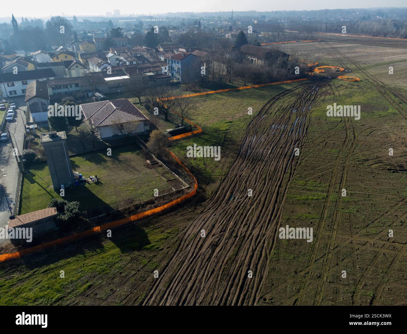 Iniziano i lavori per l'autostrada Pedemontana Lombardia. Arcore, Italia, 7 febbraio 2025.Arcore, Italia. 5 febbraio 2025. Crediti: Alessio Morgese/Alessio Morgese/Emage/Alamy live news Foto Stock