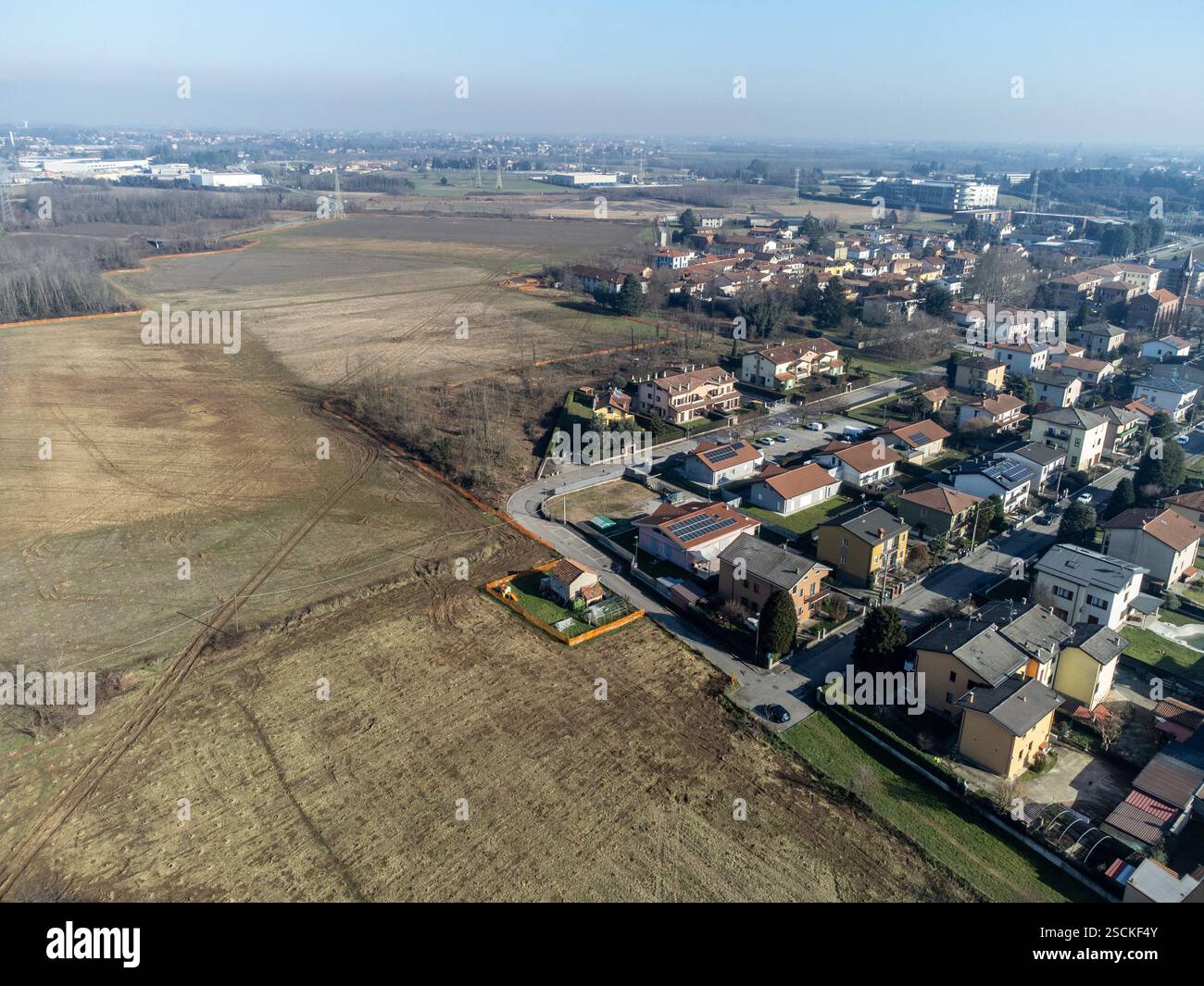 Iniziano i lavori per l'autostrada Pedemontana Lombardia. Arcore, Italia, 7 febbraio 2025.Arcore, Italia. 5 febbraio 2025. Crediti: Alessio Morgese/Alessio Morgese/Emage/Alamy live news Foto Stock