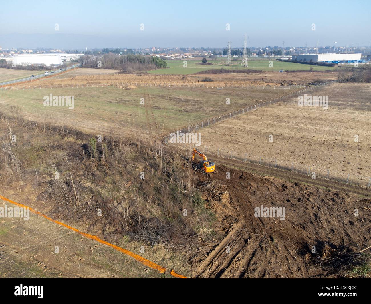 Iniziano i lavori per l'autostrada Pedemontana Lombardia. Arcore, Italia, 7 febbraio 2025.Arcore, Italia. 5 febbraio 2025. Crediti: Alessio Morgese/Alessio Morgese/Emage/Alamy live news Foto Stock