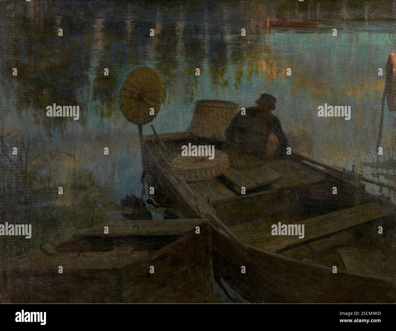 Fisherman al chiaro di luna, c1890. Foto Stock