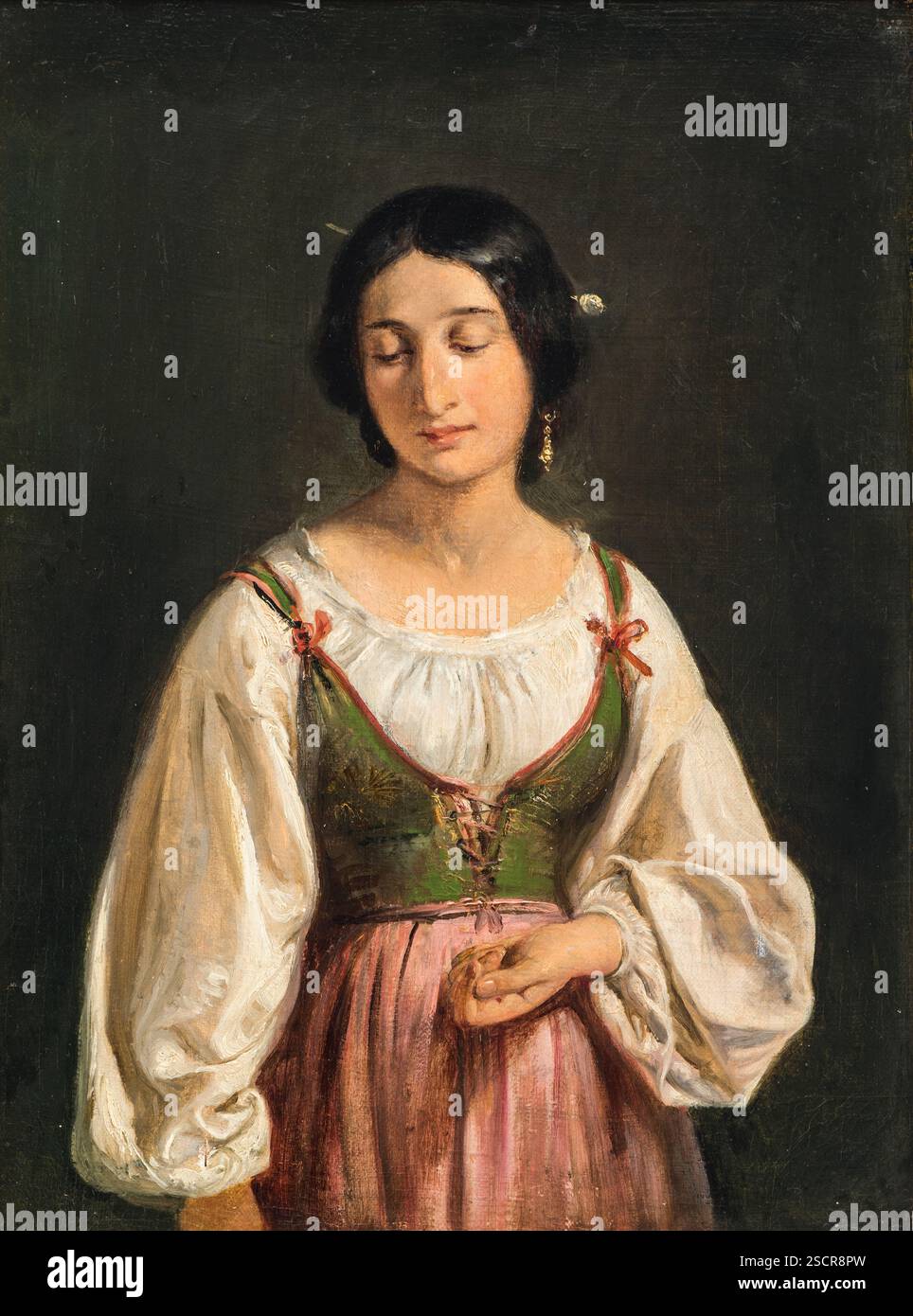 Donna italiana in piedi. Studio per Un Goatherd che vende latte, c1840. Foto Stock