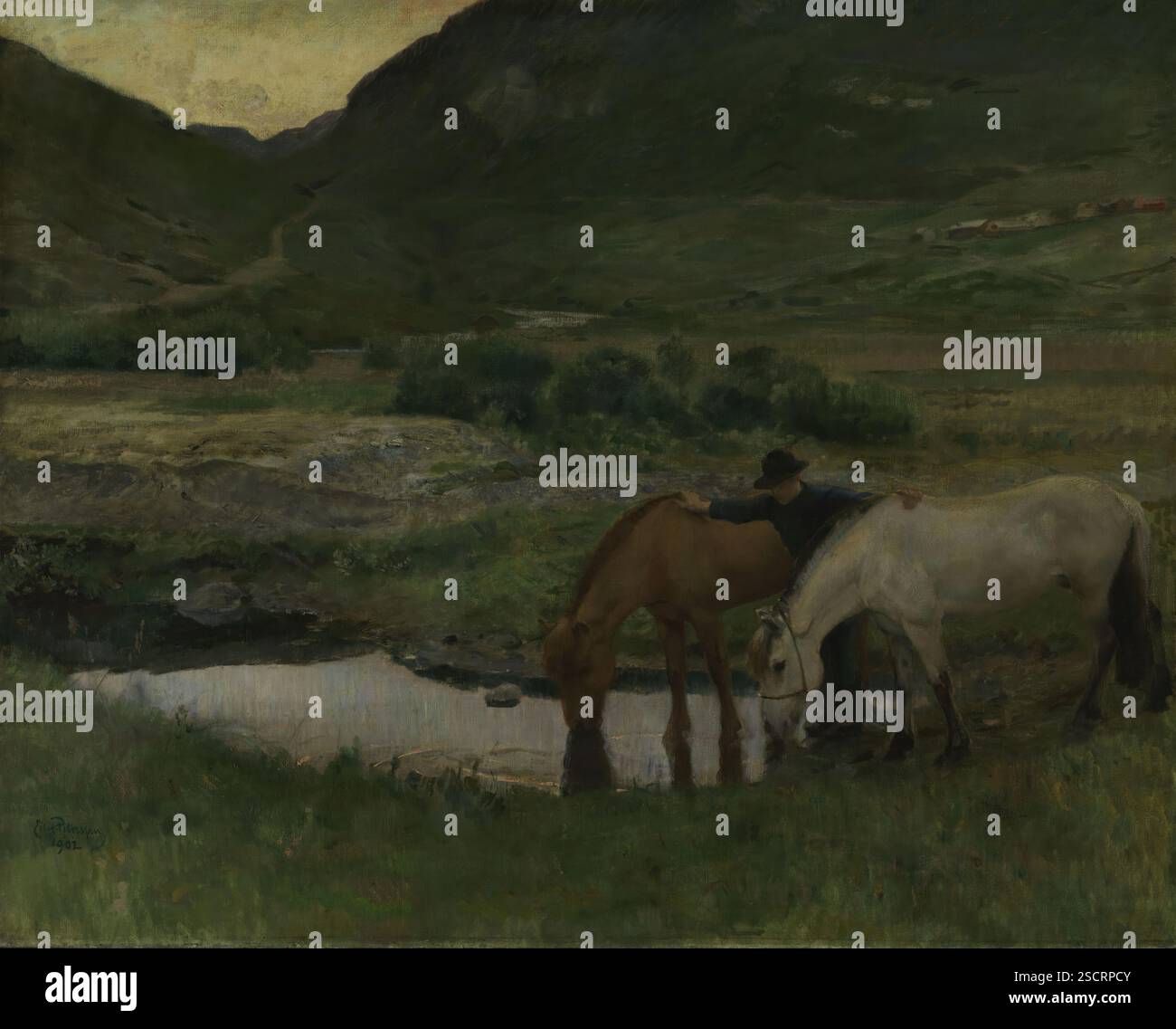 Sera a Skogstad a Valdres, 1902. Foto Stock