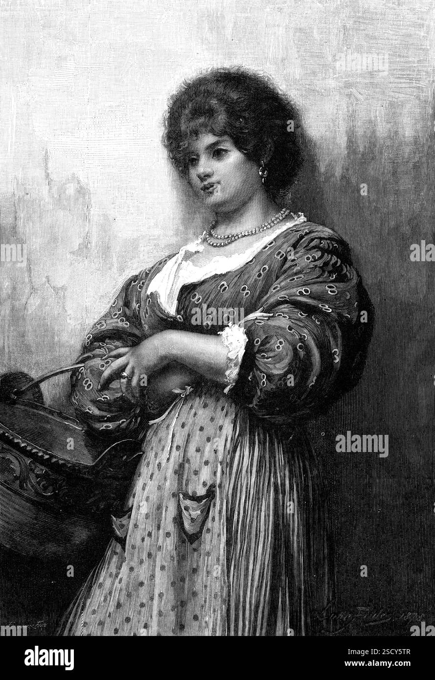 Catarina, disegnata da Luke Fildes, A.R.A., 1880. "I. Errant artisti con matite che catturano i volti e le forme più comiche, diciamo, da dove un'increspatura di rapimento agli occhi di questa signora delle tempeste sorrido sotto quelle serrature Oriental - Blu-nero, e selvaggia come la sua volontà - è una fronte che è meravigliosamente dolce, mentre le sue labbra, per una meraviglia, sono ancora. II... potresti vederla con rivale e pretendente, non c'è bisogno che la tua guida spieghi se Murray o un tutore scrupoloso) come i Mori si sposarono in Spagna. III. Il sole e' nel sangue ricco che scorre attraverso le vene di quella guancia malandata Foto Stock