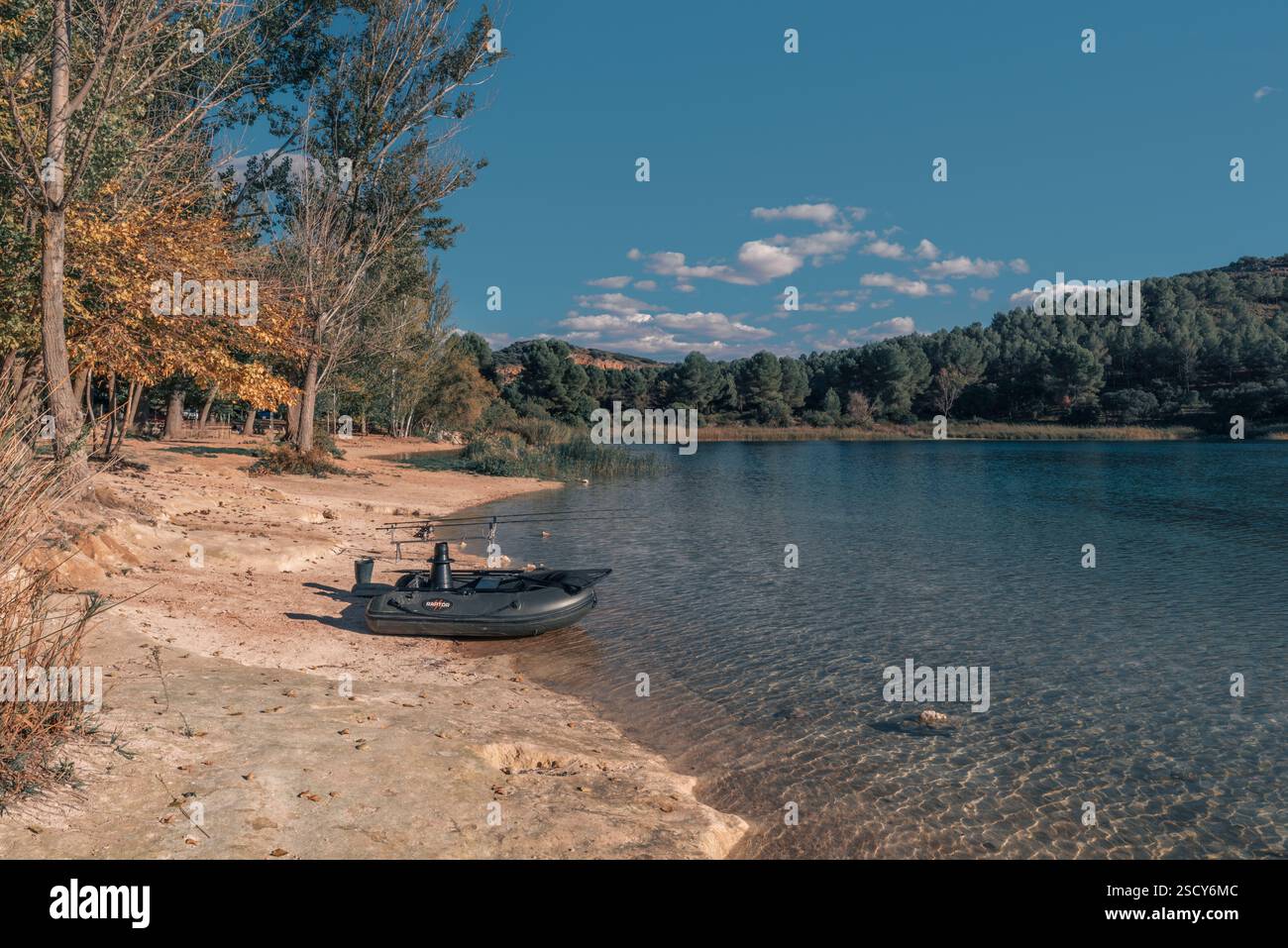 Parco naturale delle Lagunas de Ruidera, la zona umida più bella della penisola iberica, Ciudad Real, Castilla la Mancha, Spagna, Europa. Foto Stock