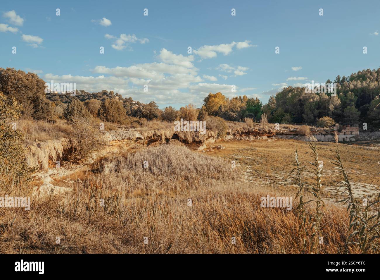 Parco naturale delle Lagunas de Ruidera, la zona umida più bella della penisola iberica, Ciudad Real, Castilla la Mancha, Spagna, Europa. Foto Stock