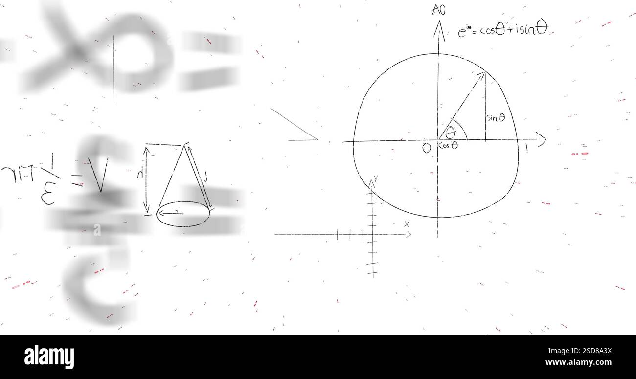Immagine dell'elaborazione dei dati matematici su sfondo bianco Foto Stock