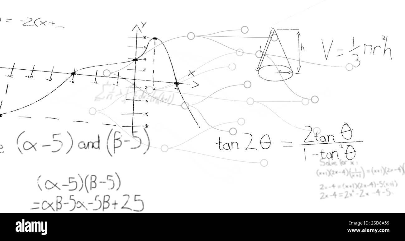 Immagine dell'elaborazione dei dati matematici su sfondo bianco Foto Stock