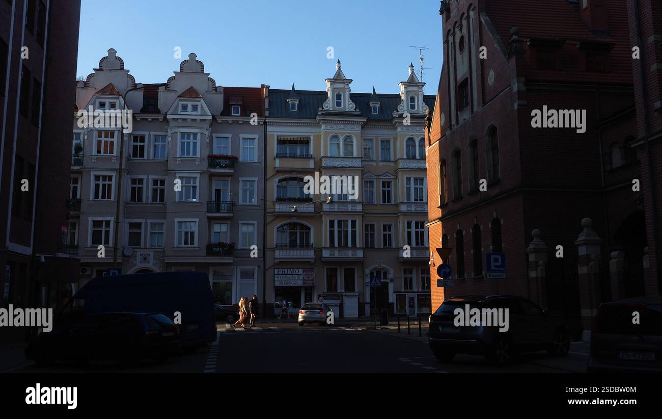 Case in stile antico nel centro della città di Szczecin in Polonia. Foto Stock