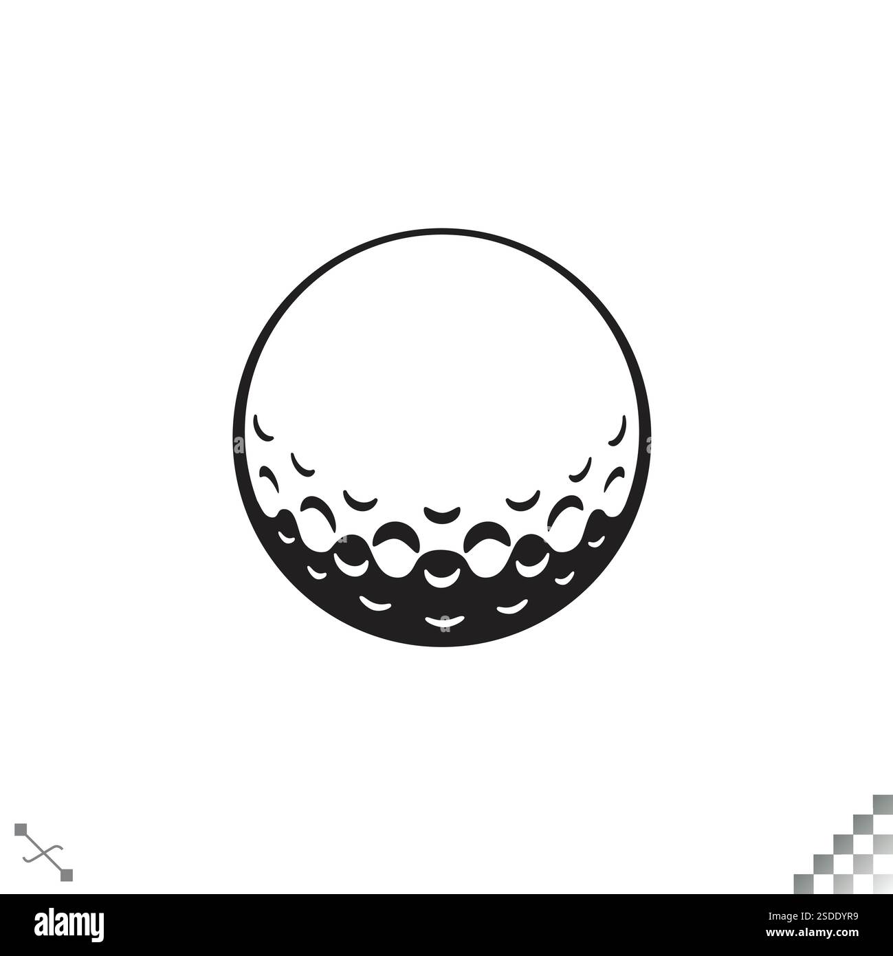 Un logo icona pulito e moderno con una palla da golf professionale bianca, disegnata come un elegante simbolo di identità aziendale per le aziende legate al golf Illustrazione Vettoriale