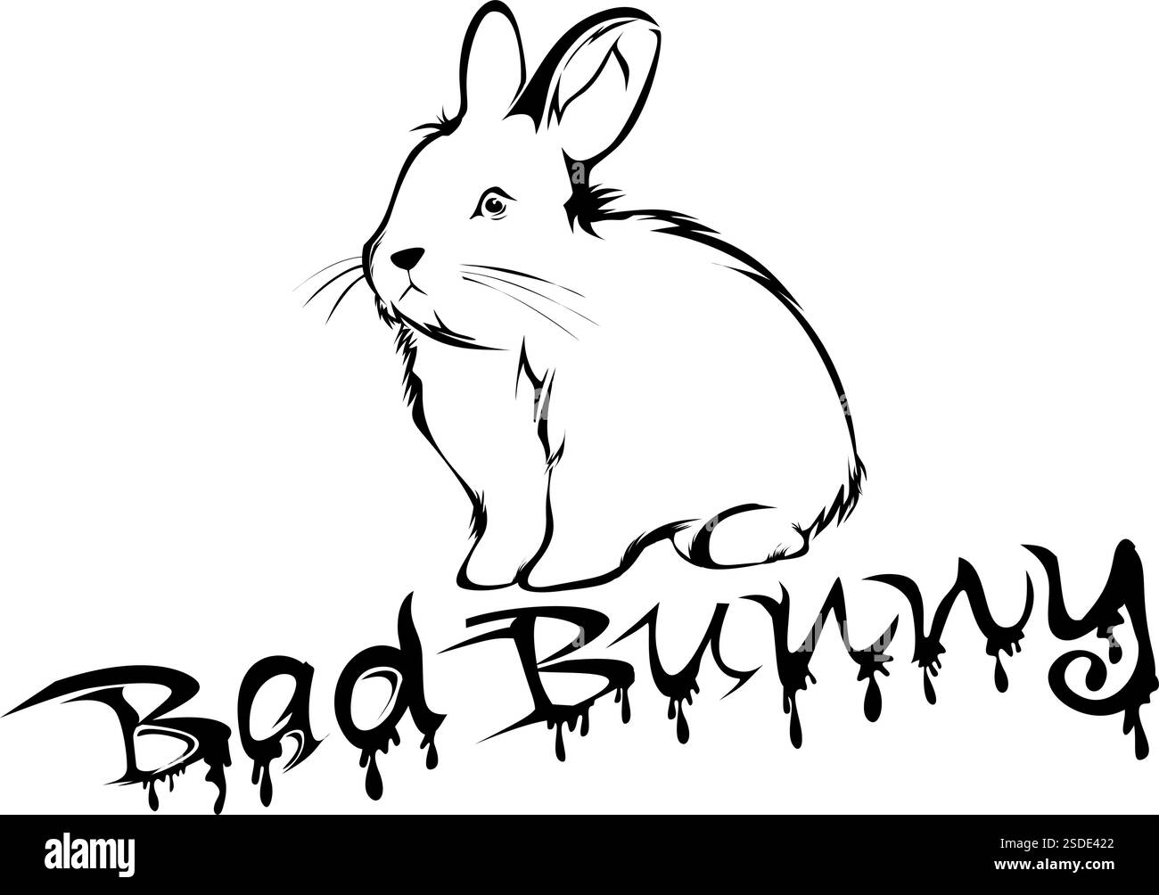 Il profilo elegante illustra l'arte di Bad Bunny, il famoso simbolo del rapper, con un design unico ed elegante. Perfetto per i fan della sua musica Illustrazione Vettoriale