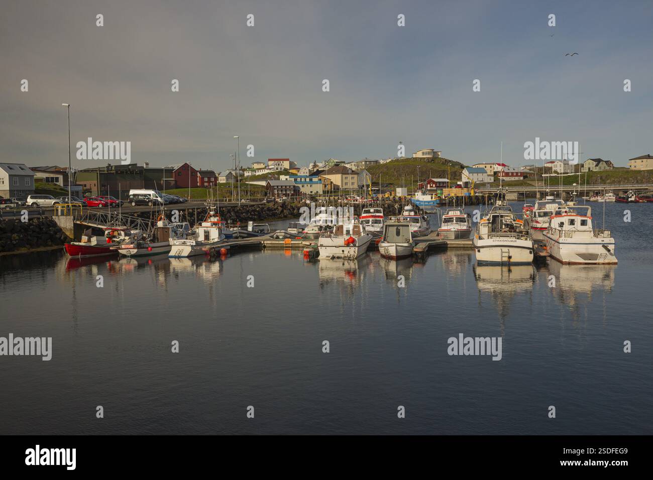 Porto Stykkisholmur. Situato nella città di Stykkisholmur nell'Islanda occidentale, sulla penisola di Snaefellsnes Foto Stock