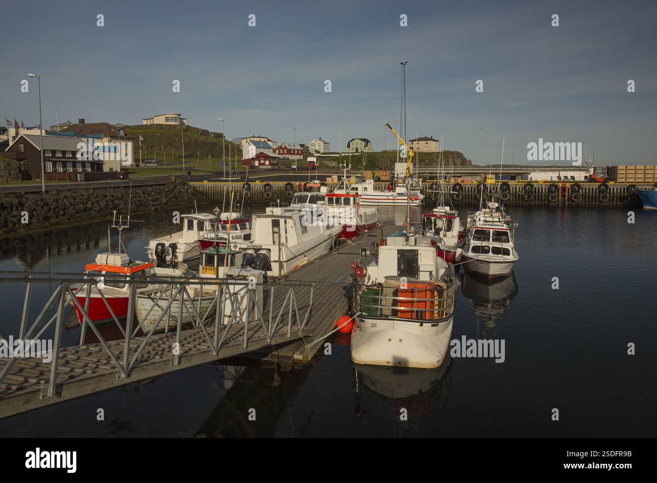 Porto Stykkisholmur. Situato nella città di Stykkisholmur nell'Islanda occidentale, sulla penisola di Snaefellsnes Foto Stock