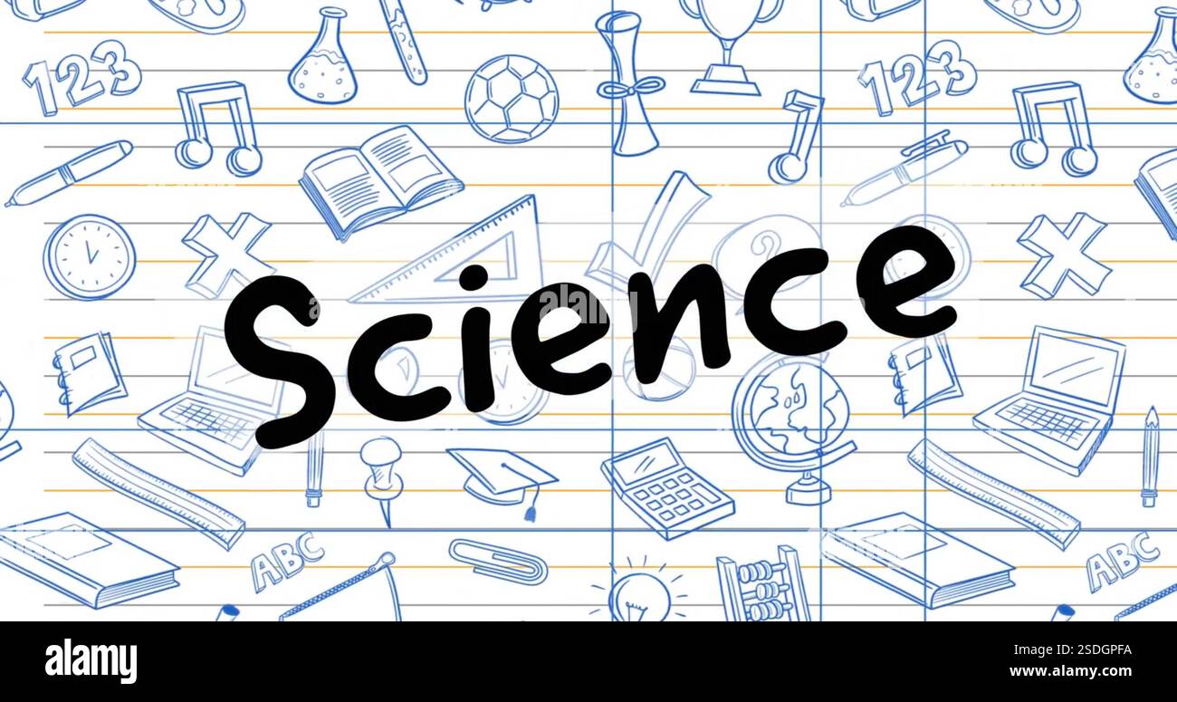 Immagine del testo scientifico sulle icone della scuola Foto Stock