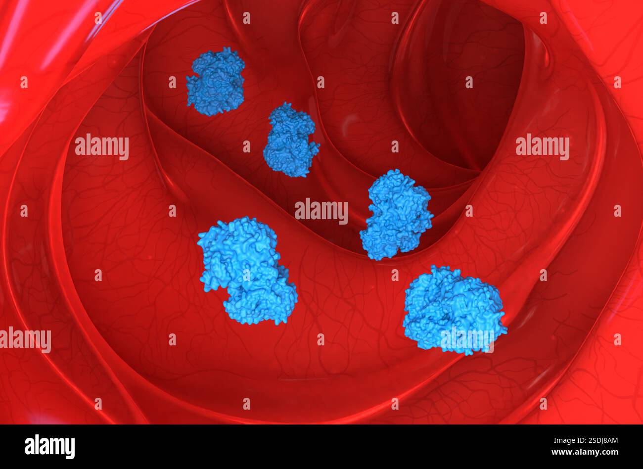 Aspirina per la prevenzione del cancro del colon-retto - Vista isometrica illustrazione 3d. Foto Stock