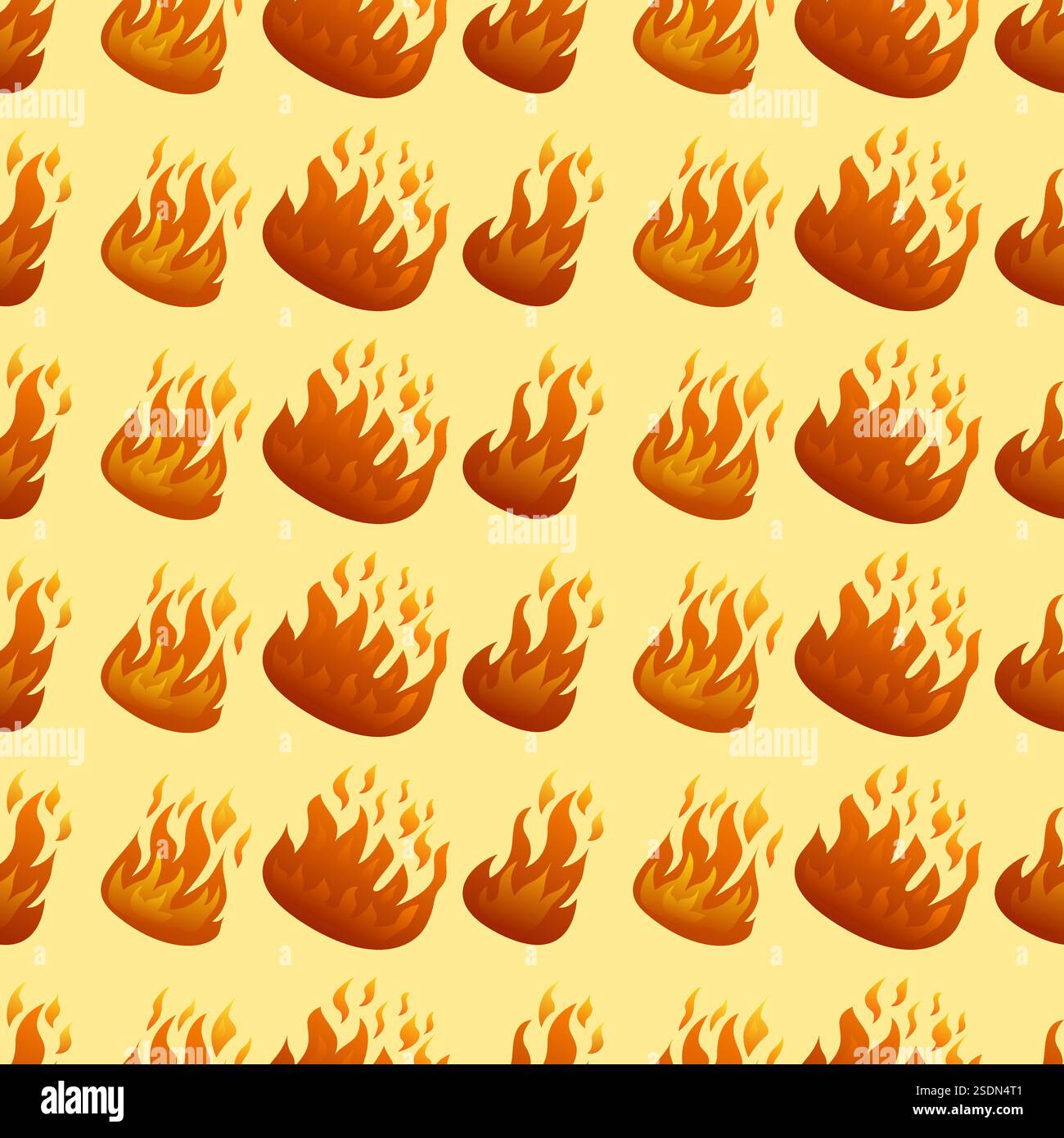 Struttura senza cuciture con fiamma su sfondo giallo. Illustrazione vettoriale. Illustrazione Vettoriale
