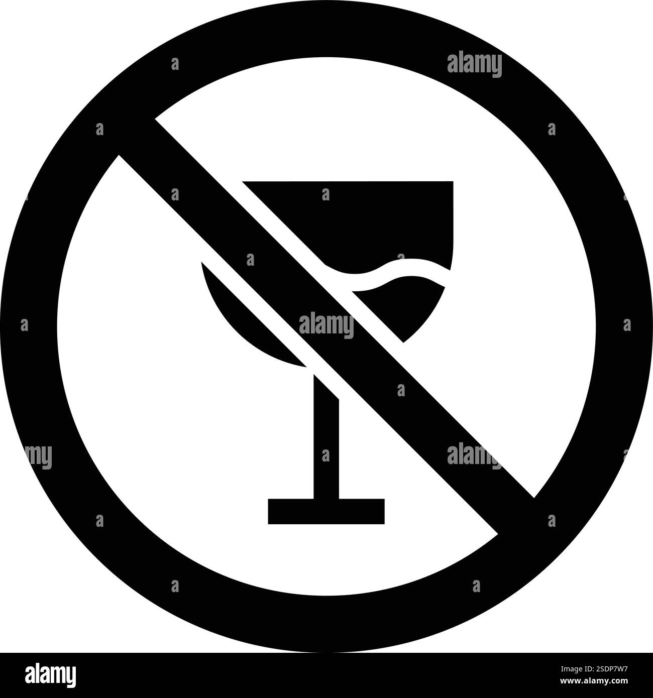 Illustrazione del disegno dell'icona del vettore di proibizione dell'alcool Illustrazione Vettoriale