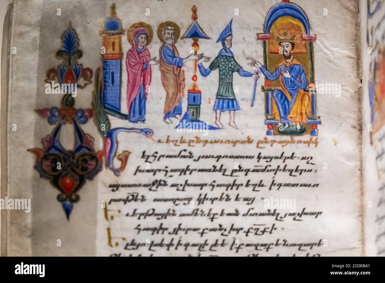 Manoscritto miniato armeno , XVII secolo, Costantinopoli, Fondazione Calouste Gulbenkian, ('Fundação Calouste Gulbenkian'), Lisbona, Portogallo. Foto Stock