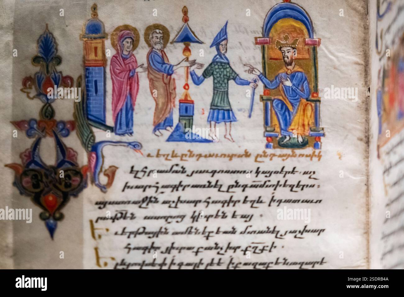 Manoscritto miniato armeno , XVII secolo, Costantinopoli, Fondazione Calouste Gulbenkian, ('Fundação Calouste Gulbenkian'), Lisbona, Portogallo. Foto Stock