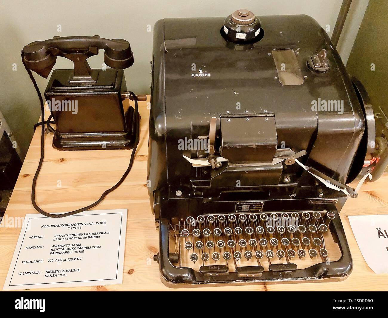 Siemens P-10-6 Teleprinter a Päämajamuseo, Mikkeli, Filand Foto Stock