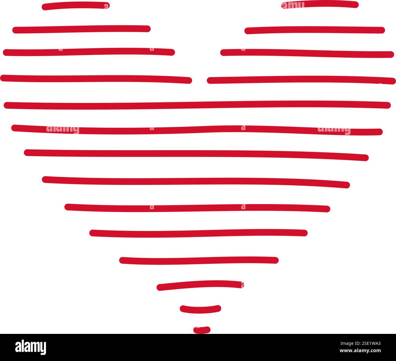 Cuore a righe in stile doodle icona isolata simbolo romantico dell'amore per il Web graphic design poster tatuaggio San Valentino biglietto d'auguri line art illustrazione vettoriale Illustrazione Vettoriale