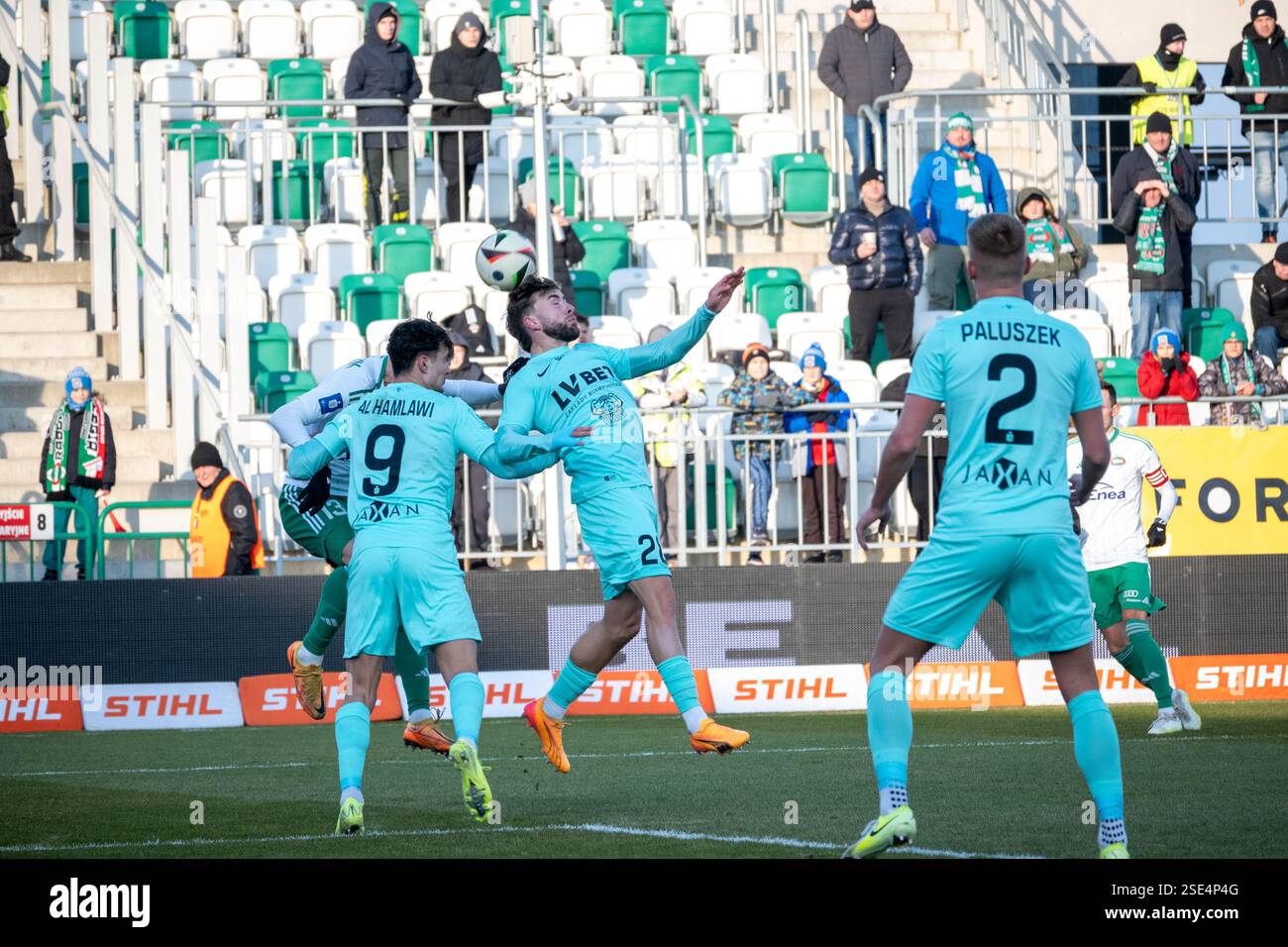 Radom, Polonia. 08.02.2025. Śląsk Wrocław giocatore Llinares Barragan Marc durante la partita PKO BP EKSTRAKLASA. Radomiak Radom vs Śląsk Wrocław, Stadion im. Braci Czachorów, Struga 63, Radom, Polonia Foto Stock