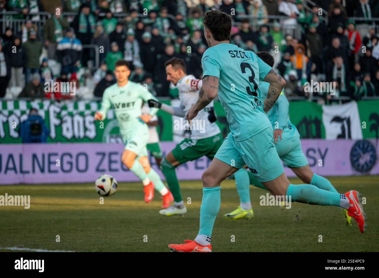 Radom, Polonia. 08.02.2025. Śląsk Wrocław giocatore Serafin Szota durante la partita PKO BP EKSTRAKLASA. Radomiak Radom vs Śląsk Wrocław, Stadion im. Braci Czachorów, Struga 63, Radom, Polonia Foto Stock