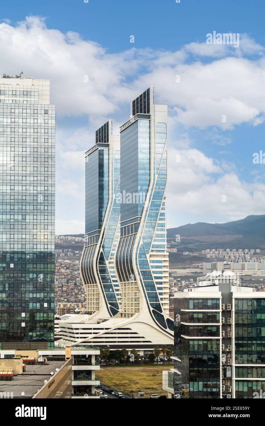 Distretto di Bayraklı İzmir, Turchia Turkiey. Grattacieli, Folkart Towers Foto Stock