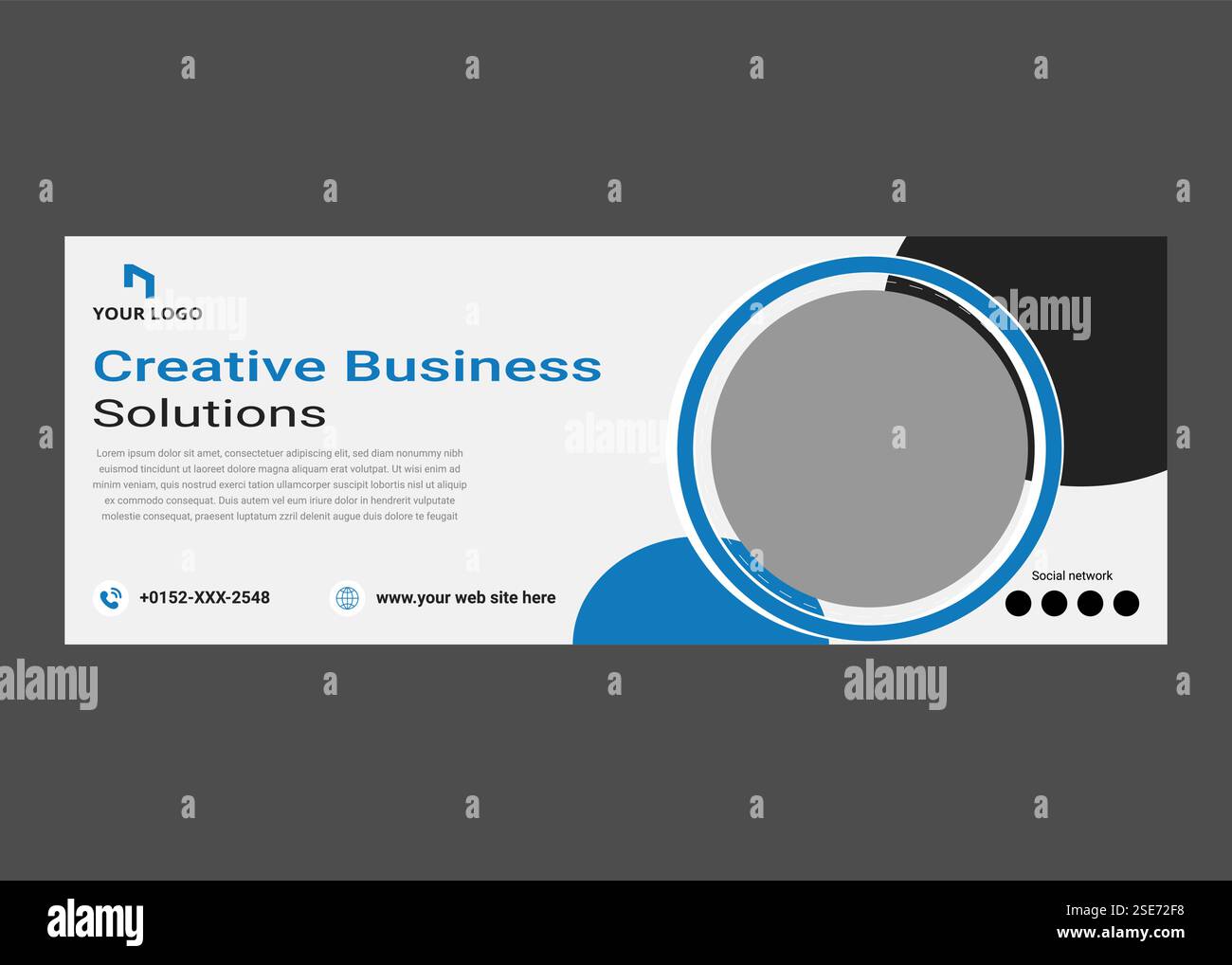 Modello di copertina per social media di marketing aziendale creativo, design di banner di copertina per social media aziendali, Illustrazione Vettoriale