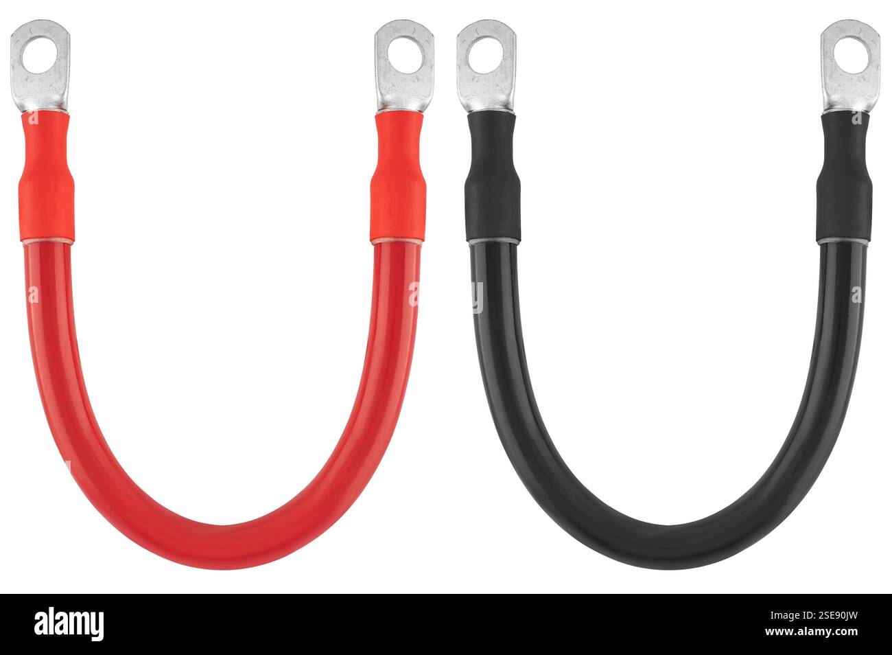 Cavo di alimentazione con terminali per un collegamento sicuro della batteria. Foto Stock