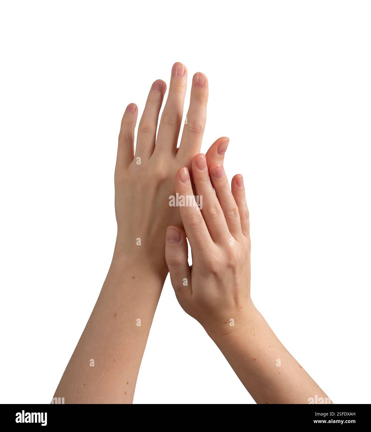 Mani femminili con unghie ben curate, pelle morbida e postura elegante. Concetto di bellezza, cura della pelle e benessere, che mostra un aspetto delicato e ordinato. Foto Stock Mani femminili con unghie ben curate, pelle morbida e postura elegante. Concetto di bellezza, cura della pelle e benessere, che mostra un aspetto delicato e ordinato. Foto Stock