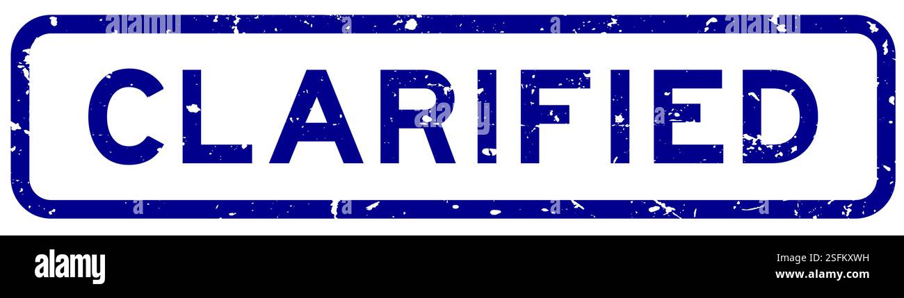 Blu grunge parola chiarificata timbro in gomma quadrata su sfondo bianco Illustrazione Vettoriale